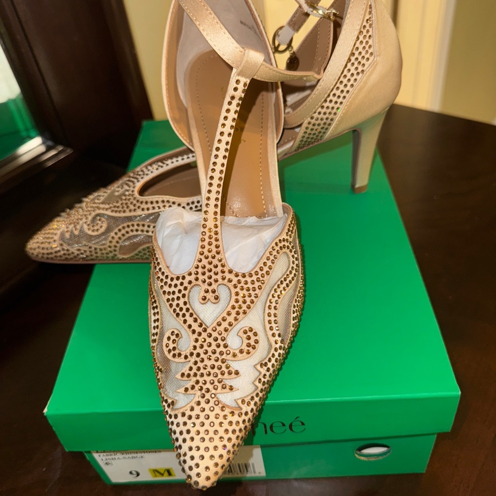 Elegant Gold Heels with Studded Design